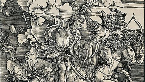 Die apokalyptischen Reiter, Holzschnitt von Albrecht Dürer: Durch die Jahrhunderte war die Vernichtung der Menschheit immer Thema in der Kunst. 