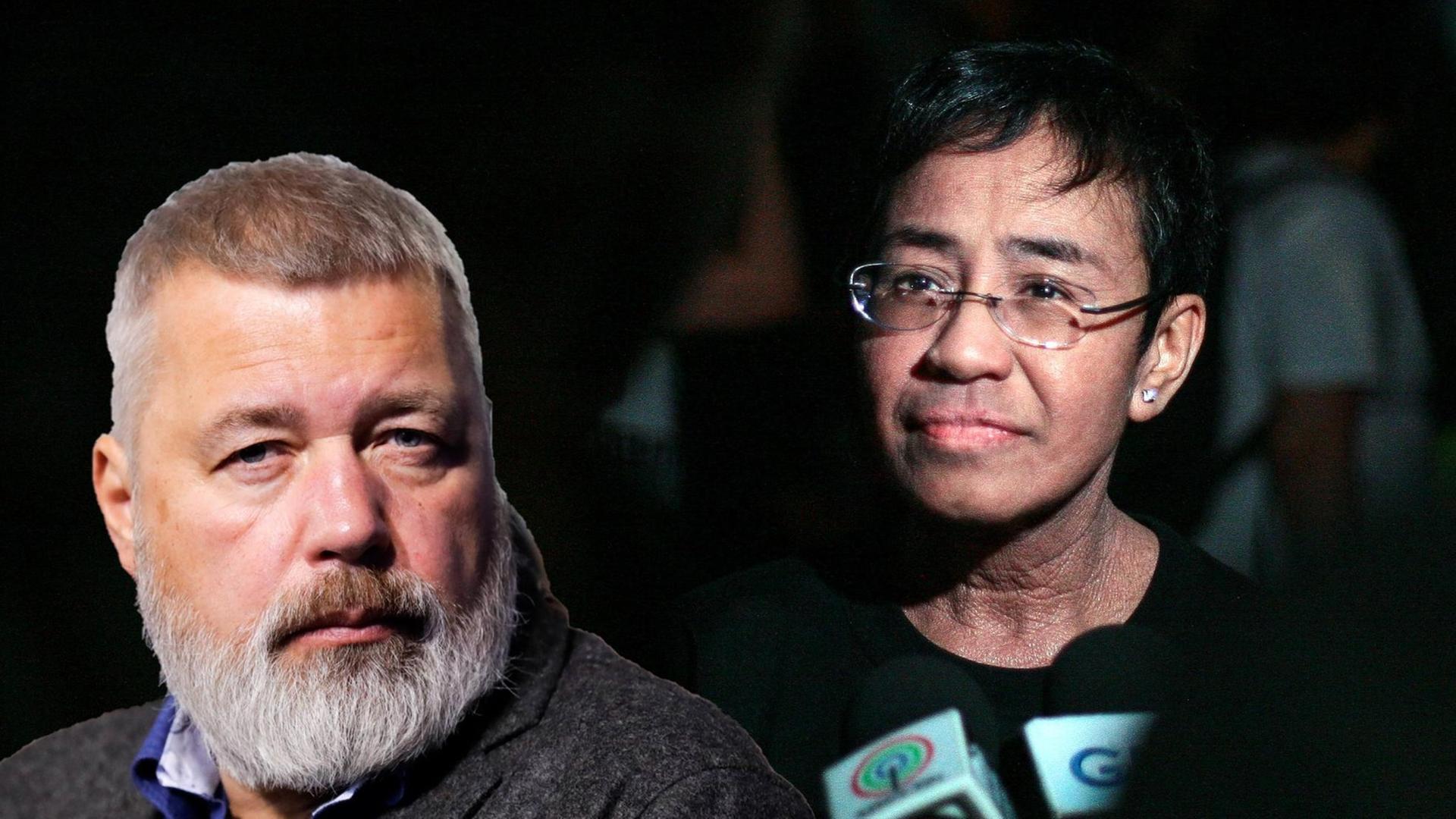 Fotocollage der Friedensnobelpreisträger Dmitri Muratov und Maria Ressa Fotocollage der Friedensnobelpreisträger Dmitri Muratov und Maria Ressa