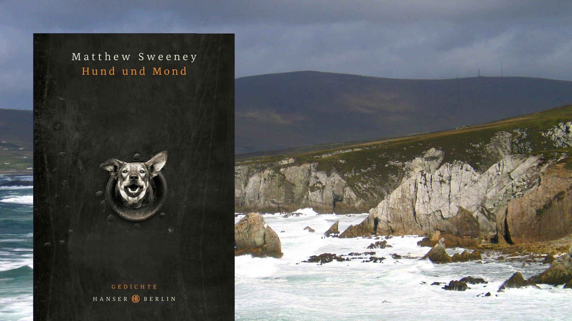 Cover des Gedichtbands "Hund und Mond" von Matthew Sweeney, im Hintergrund ist eine irische Küste zu sehen. Cover des Gedichtbands "Hund und Mond" von Matthew Sweeney, im Hintergrund ist eine irische Küste zu sehen.