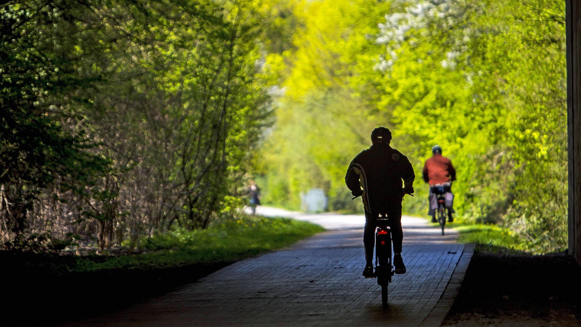 Der Radweg Rheinische Bahn von Essen nach Mülheim führt an einer Bahntrasse entlang: Kombiniert mit einem Gehweg, bildet er das Herzstück des zukünftigen Radschnellwegs Ruhr "RS1". Der Radweg Rheinische Bahn von Essen nach Mülheim führt an einer Bahntrasse entlang: Kombiniert mit einem Gehweg, bildet er das Herzstück des zukünftigen Radschnellwegs Ruhr "RS1".