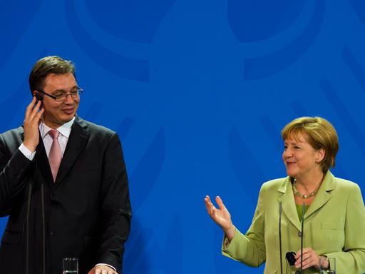 Bundeskanzlerin Angela Merkel und Serbiens Premierminister Aleksandar Vucic.