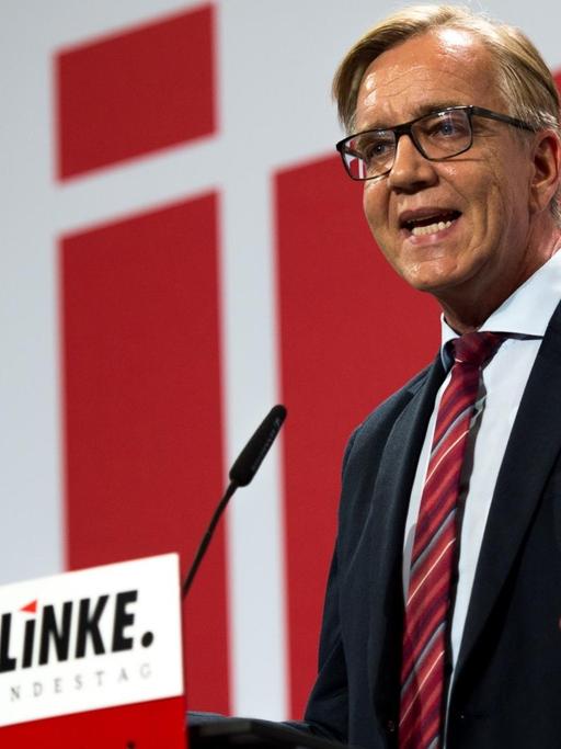 Der Linken-Spitzenkandidat Dietmar Bartsch spricht am 30.06.2017 in Berlin auf einer Veranstaltung der Linken-Bundestagsfraktion zur Bilanz der vergangenen Legislaturperiode.