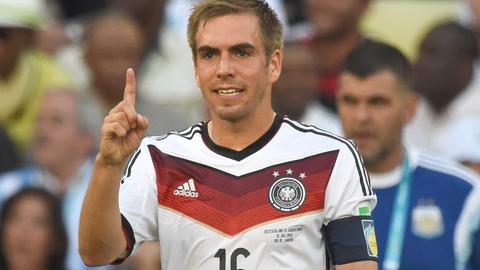 Philipp Lahm beim WM-Endspiel Deutschland – Argentinien, Juli 2014 – hier noch mit Kapitänsbinde