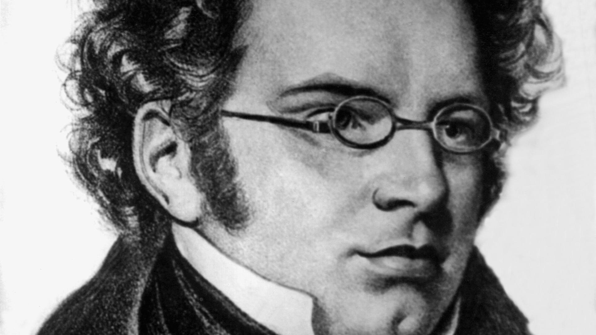 Der österreichische Musiker und Komponist Franz Schubert (1797 – 1828) in einer undatierten zeitgenössischen Darstellung