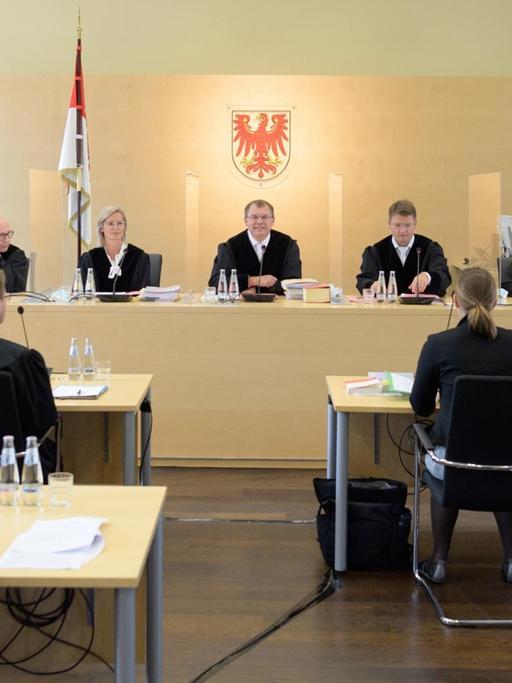 Die Richter des Brandenburger Verfassungsgerichtes verhandeln unter Vorsitz des Präsidenten Markus Möller die Verfassungsbeschwerde gegen das vom Landtag beschlossene Paritätsgesetz.