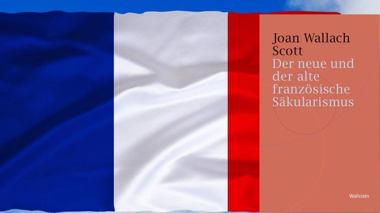 Buchcover "Der neue und der alte französische Säkularismus". Als Hintergrund die französische Flagge