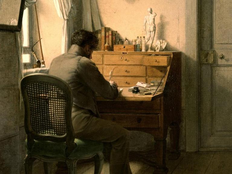 Das Gemälde "Mann am Sekretär" von Georg Friedrich Kersting (1785-1847).