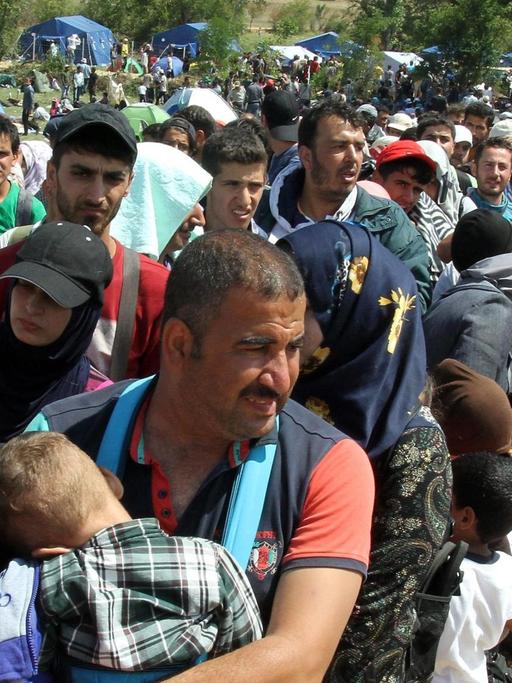 Tausende Flüchtlinge stehen in der Nähe von Miratovac in einer Schlange