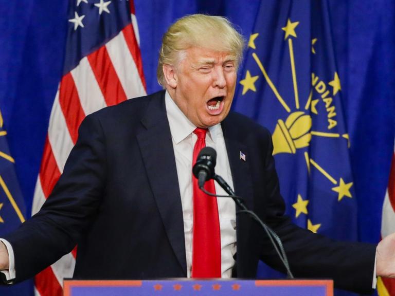 Donald Trump bei einer Wahlkampfveranstaltung im US-Bundesstaat Indiana Anfang Mai 2016.