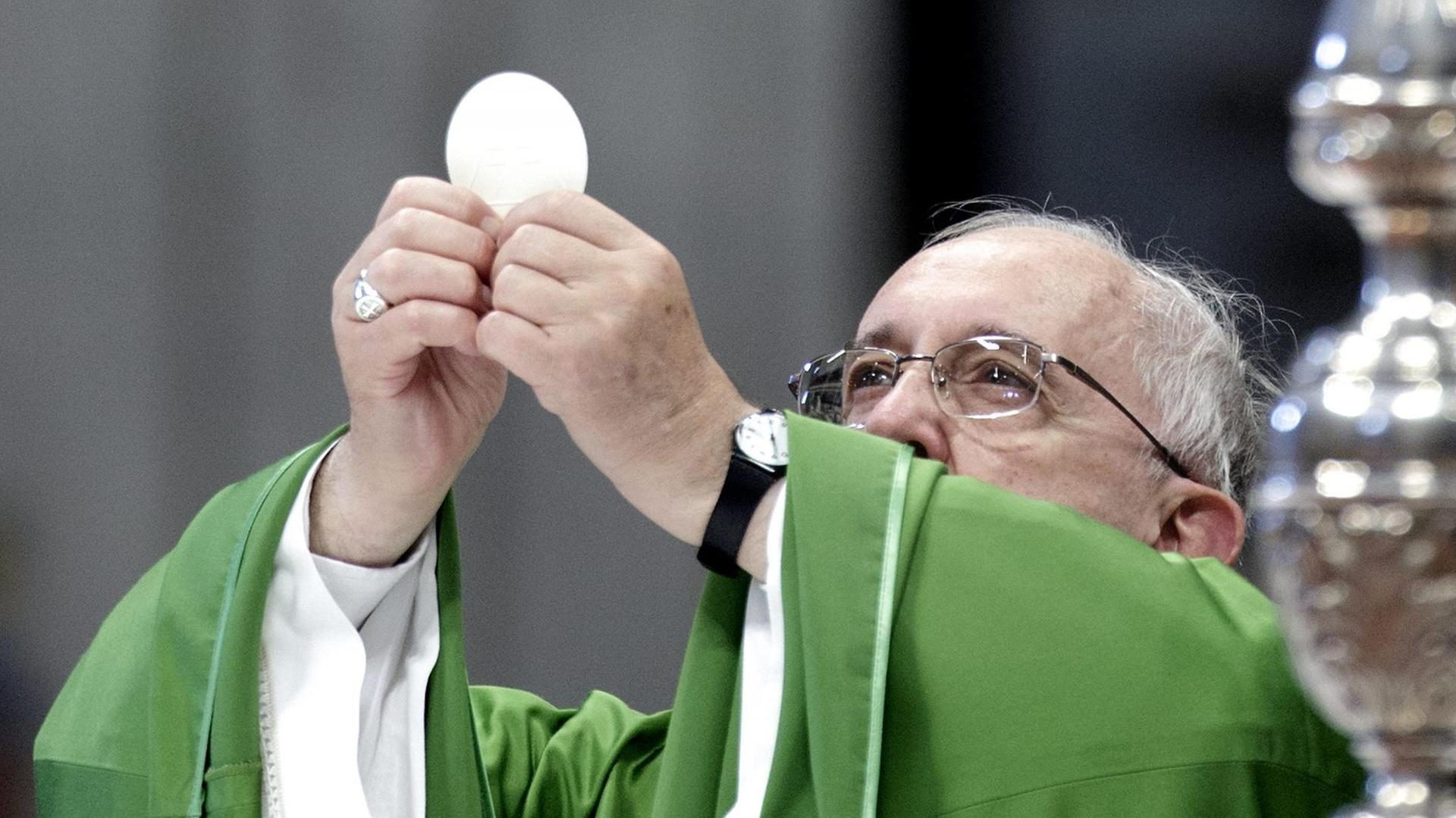 Papst Franziskus bei der Eucharistiefeier Papst Franziskus bei der Eucharistiefeier
