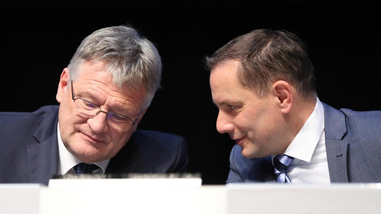 Die neuen Bundessprecher der AfD Jörg Meuthen und Tino Chrupalla auf dem AfD-Parteitag 2019 in Braunschweig