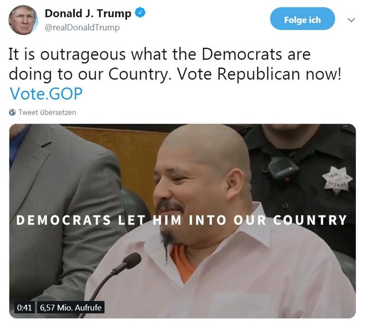 Screenshot eines Tweets von Donald Trump mit dem umstrittenen Wahlwerbespot
