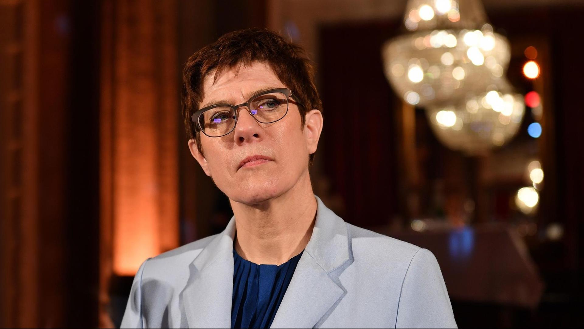Annegret Kramp-Karrenbauer auf dem Presseempfang vor dem 32.Parteitag der CDU im Eventpalast in Leipzig Annegret Kramp-Karrenbauer auf dem Presseempfang vor dem 32.Parteitag der CDU im Eventpalast in Leipzig