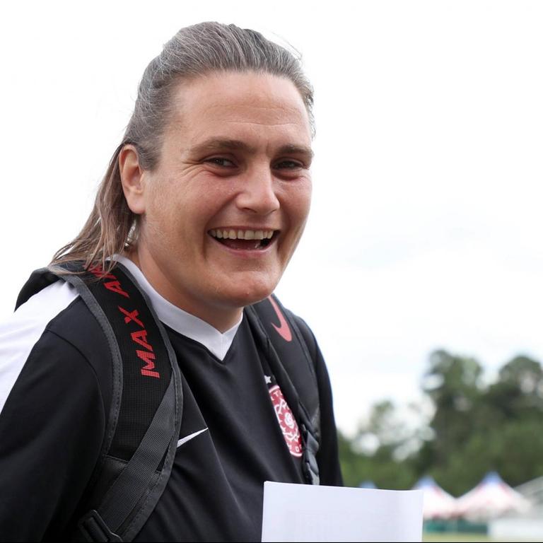 Nadine Angerer von den Portland Thorns lacht Nadine Angerer von den Portland Thorns lacht