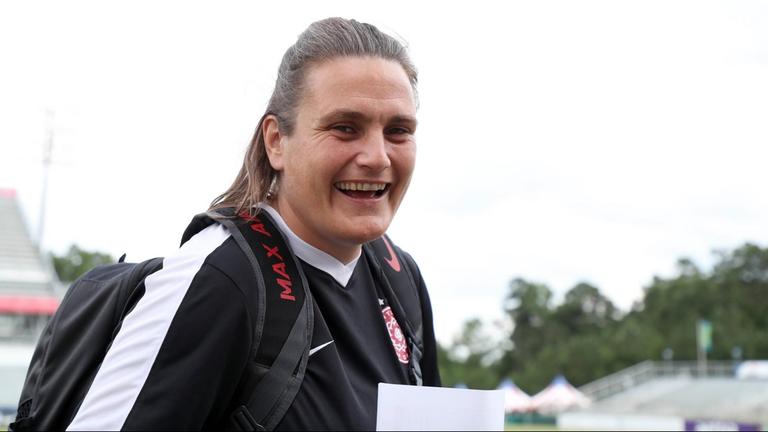 Nadine Angerer von den Portland Thorns lacht Nadine Angerer von den Portland Thorns lacht