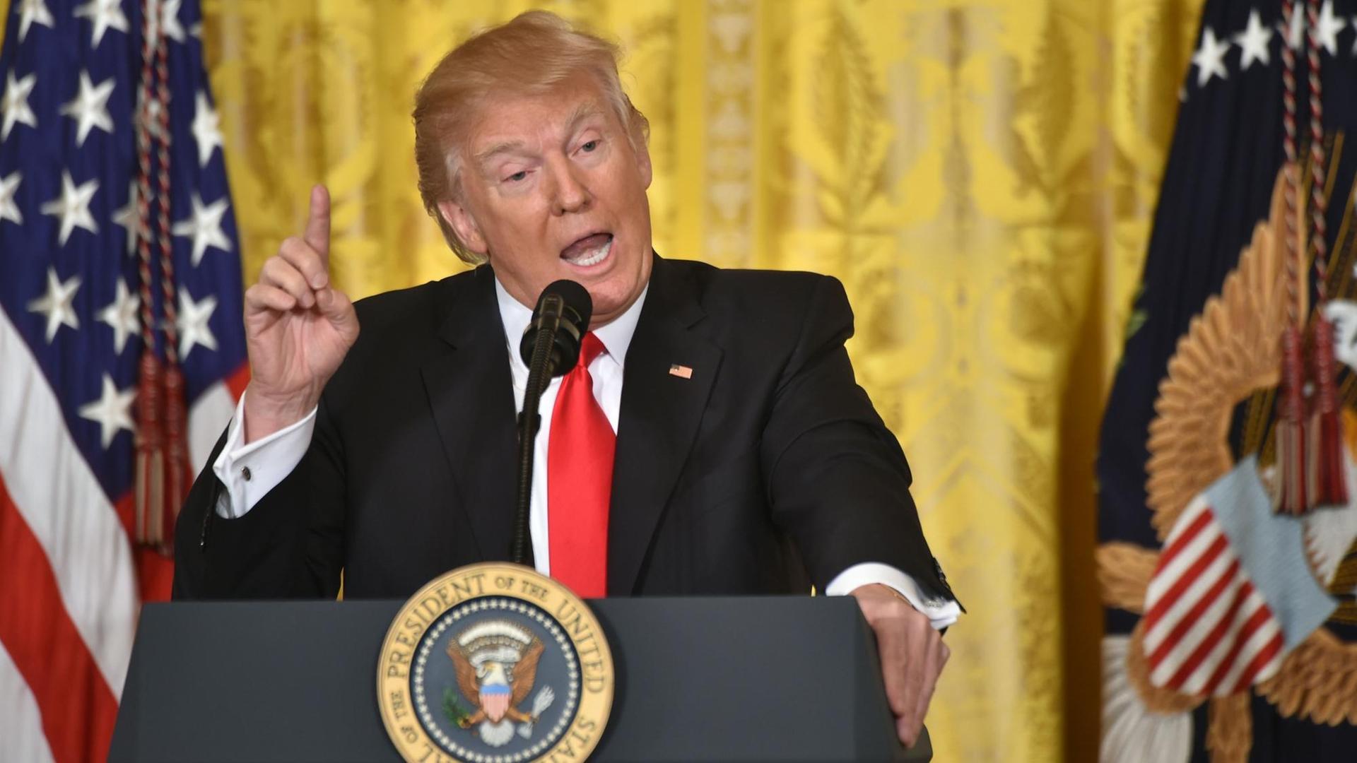 US-Präsident Donald Trump während einer Pressekonferenz im Weißen Haus. US-Präsident Donald Trump während einer Pressekonferenz im Weißen Haus.