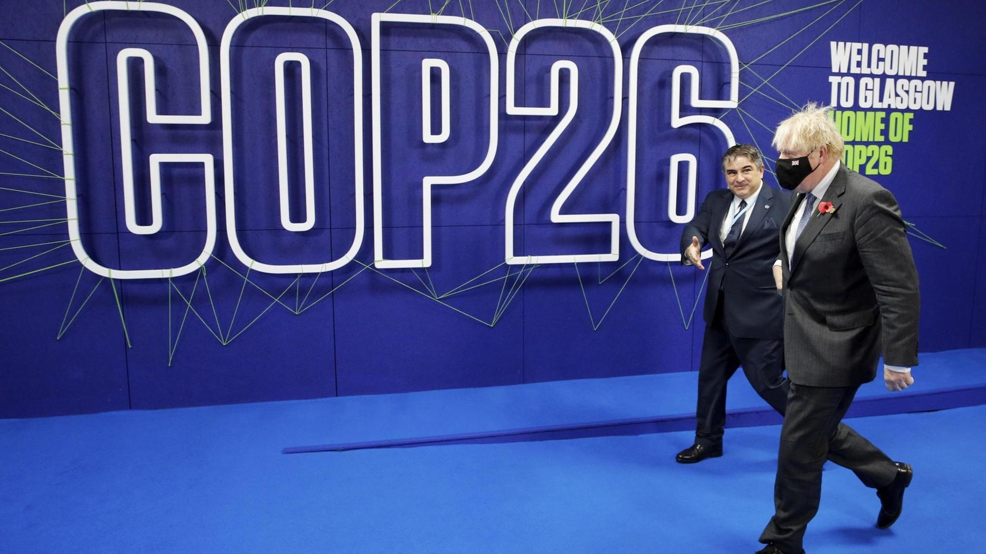 Der britische Premierminister Boris Johnson auf dem Weg zur Weltklimakonferenz. Der britische Premierminister Boris Johnson auf dem Weg zur Weltklimakonferenz.