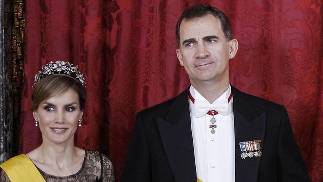 Der spanische Kronprinz Felipe und seine Frau Letizia am 10.06. während eines Empfangs.