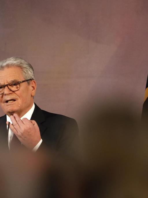 Bundespräsident Joachim Gauck während seiner Abschiedsrede.