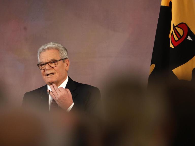 Bundespräsident Joachim Gauck während seiner Abschiedsrede.