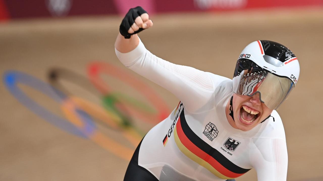 Mieke Kröger gestikuliert nach dem Rennen. Mieke Kröger gestikuliert nach dem Rennen.