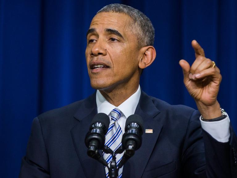 Barack Obama bei seiner Rede auf einer Anti-Extremismus-Konferenz in Washington.