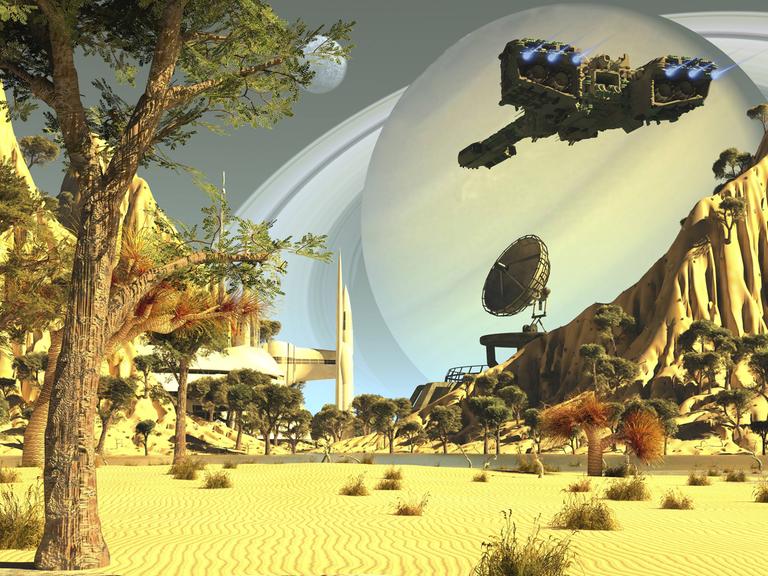Heute Utopie und morgen Dystopie: Nach der Urbarmachtung des Saturns installieren díe Kolonisatoren von der Erde auf dem fernen Planeten eine Landestation für ihre Raumschiffe