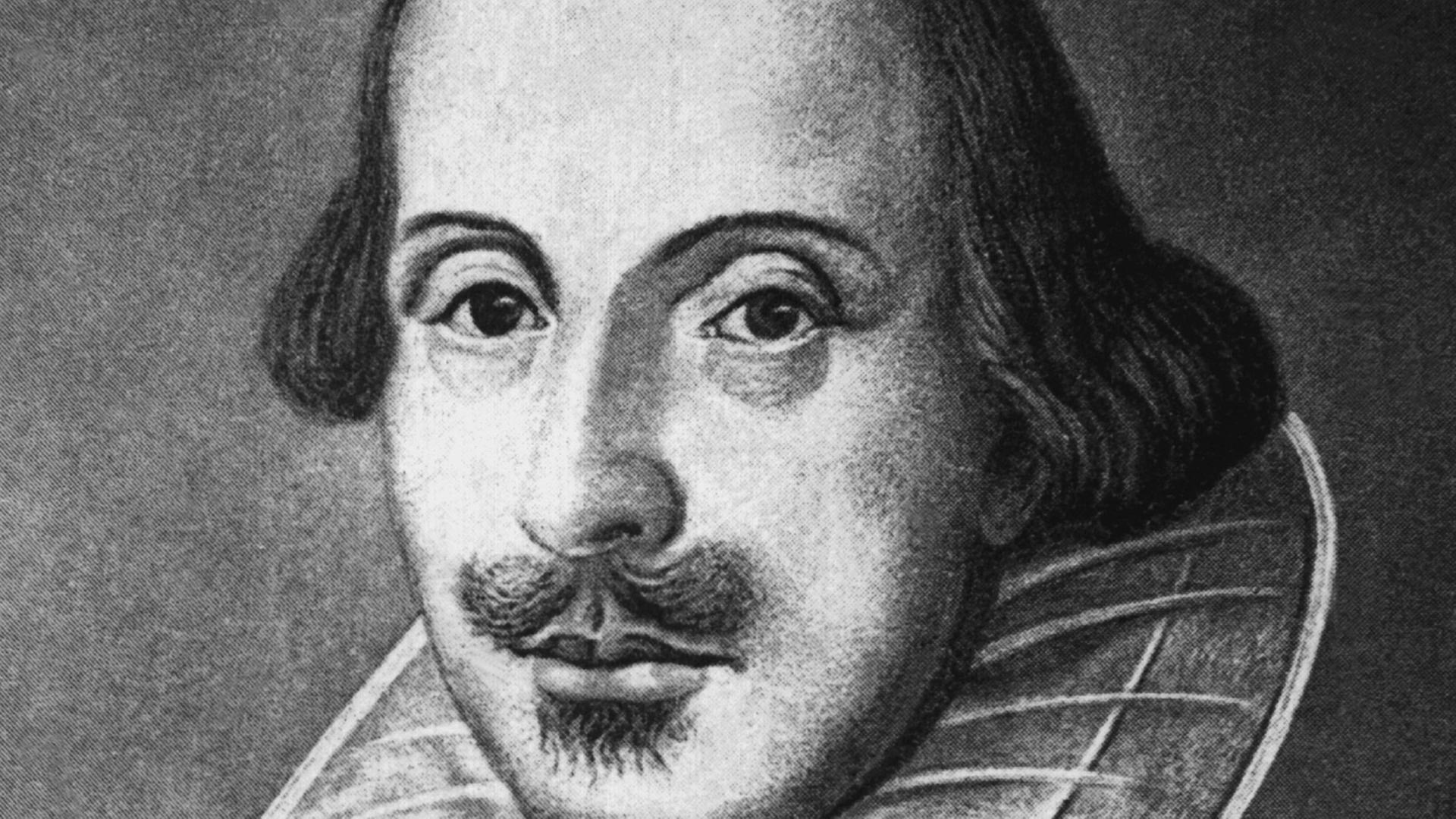 William Shakespeare - eine zeitgenössische Darstellung des erfolgreichsten Bühnenautors aller Zeiten. William Shakespeare - eine zeitgenössische Darstellung des erfolgreichsten Bühnenautors aller Zeiten.