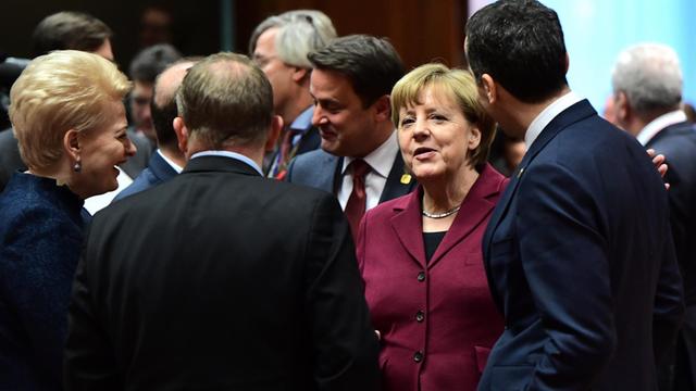 Bundeskanzlerin Angela Merkel mit weiteren Gipfelteilnehmern am 15. Dezember 2016 in Brüssel.