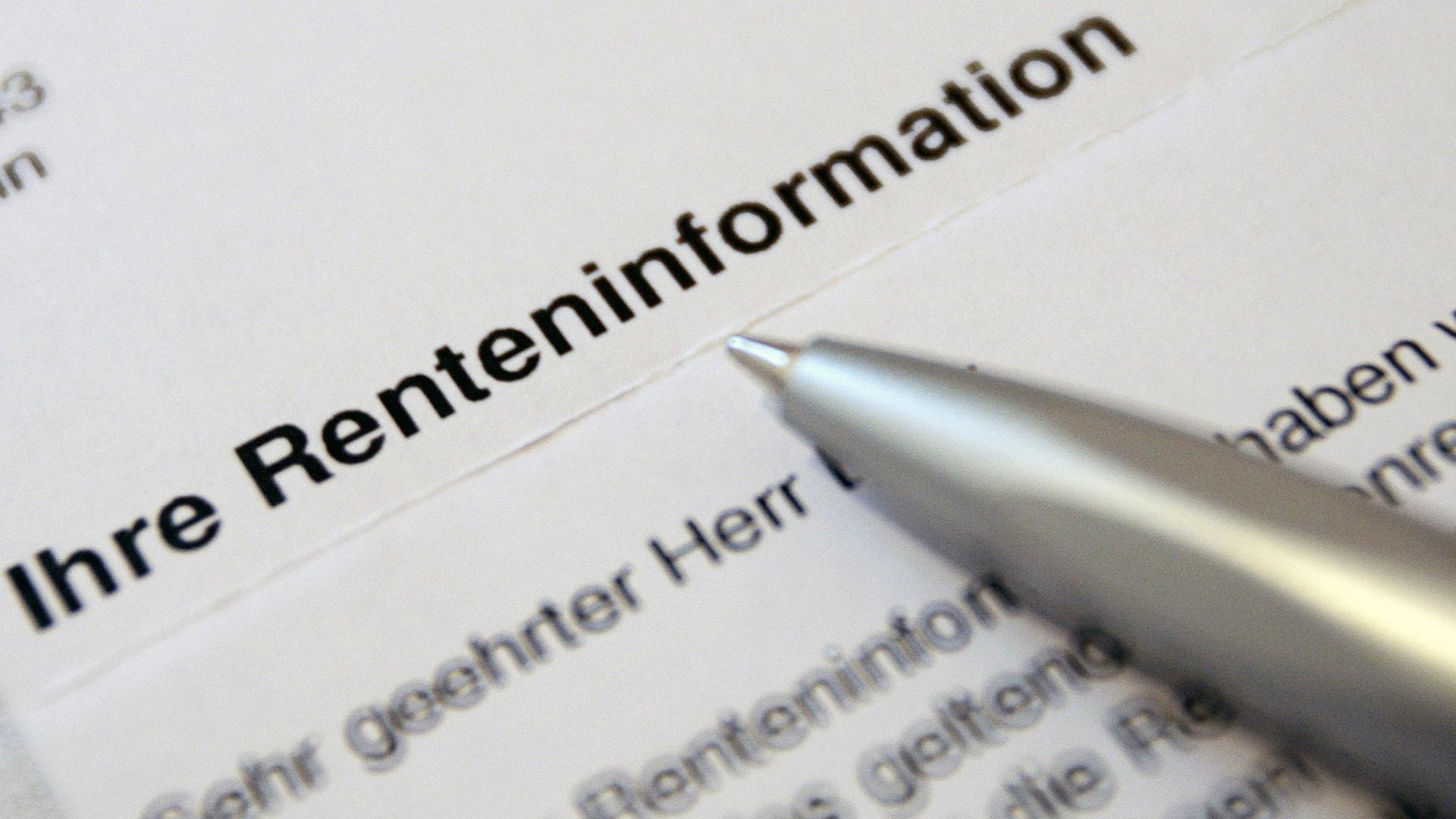 Ein Anschreiben der Deutschen Rentenversicherungsanstalt mit der Aufschrift "Ihre Renteninformation".