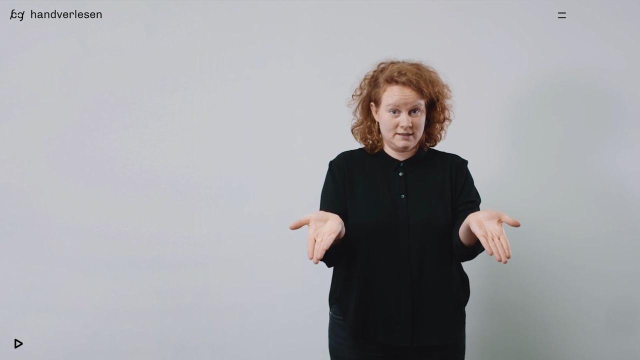 Screenshot der Projektseite poesiehandverlesen.de. In einem Video übersetzt eine Künstlerin Lyrik in Gebärdensprache. Screenshot der Projektseite poesiehandverlesen.de. In einem Video übersetzt eine Künstlerin Lyrik in Gebärdensprache.