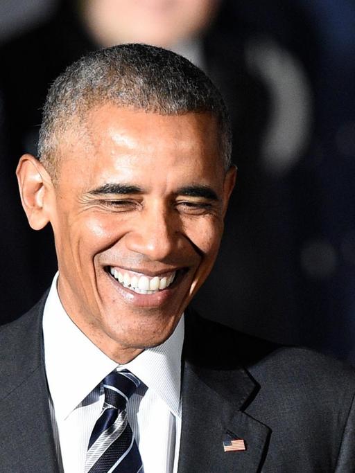 Eine Nahaufnahme von US-Präsident Barack Obama bei seiner Ankunft in Berlin