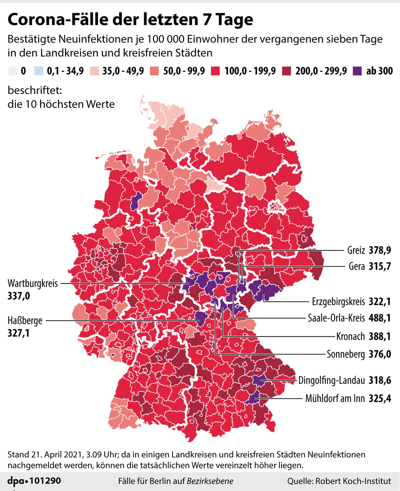 Grafik-Karte Nr. 101290, Hochformat 110 x 135 mm, Corona-Fälle der letzten 7 Tage (nur in Farbe, Taktung: täglich außer samstags) Grafik-Karte Nr. 101290, Hochformat 110 x 135 mm, Corona-Fälle der letzten 7 Tage (nur in Farbe, Taktung: täglich außer samstags)