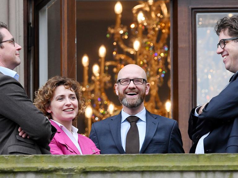 CSU-Generalsekretär Andreas Scheuer (links), FDP-Generalsekretärin Nicola Beer, CDU-Generalsekretär Peter Tauber und der politische Geschäftsführer von Bündnis 90/Die Grünen, Michael Kellner (rechts)