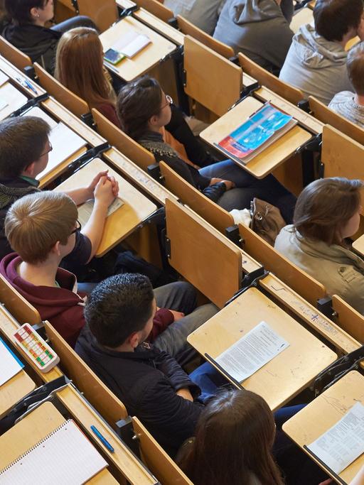 Studenten sitzen in einem Hörsaal der Universität Koblenz-Landau