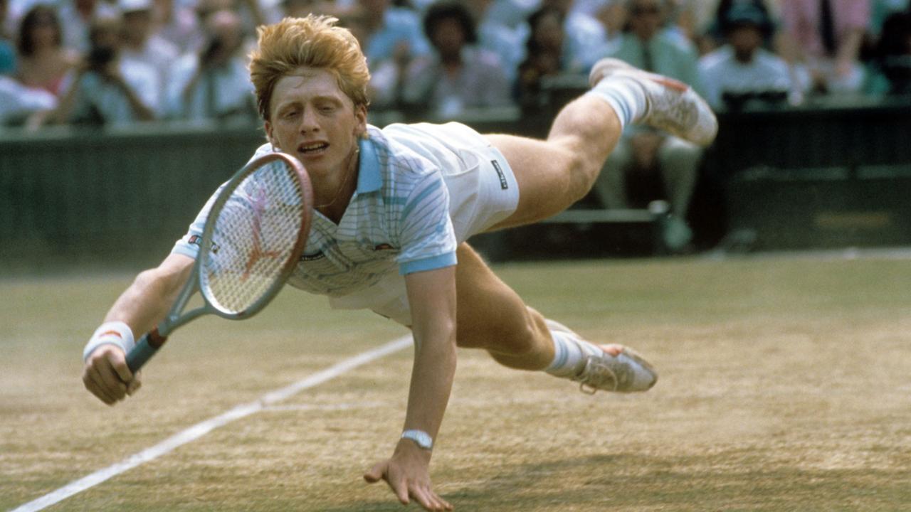 Boris Becker hechtet nach einem Ball in Wimbledon 1985: Er gewann das Turnier und das sollte ihn zu einem Superstar machen Boris Becker hechtet nach einem Ball in Wimbledon 1985: Er gewann das Turnier und das sollte ihn zu einem Superstar machen