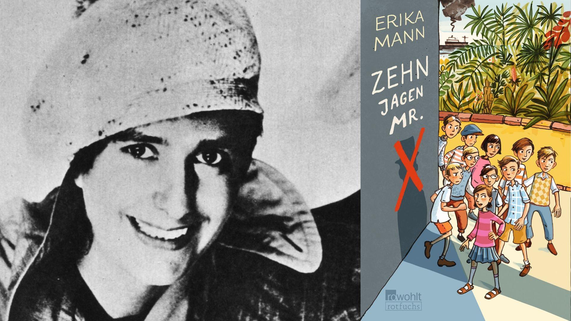 Erika Mann um 1930 und das Buchcover: Erika Mann: „Zehn jagen Mr. X“ Erika Mann um 1930 und das Buchcover: Erika Mann: „Zehn jagen Mr. X“