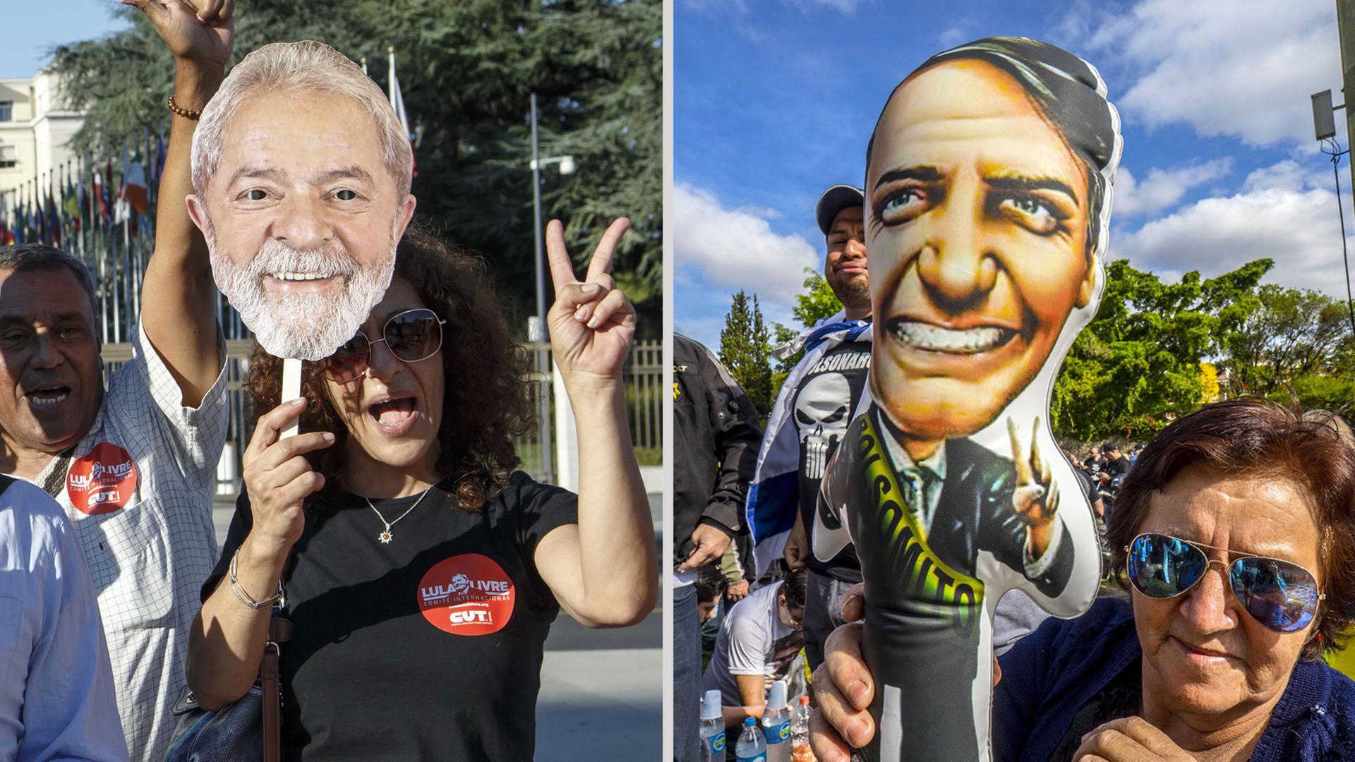 Unterstützer von Expräsident Lula da Silva und des Präsidentschaftskandidaten Jair Bolsonaro.