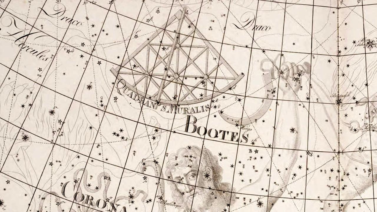 Das Sternbild Mauerquadrant (lateinisch "Quadrans Muralis") in einer historischen Darstellung Das Sternbild Mauerquadrant (lateinisch "Quadrans Muralis") in einer historischen Darstellung