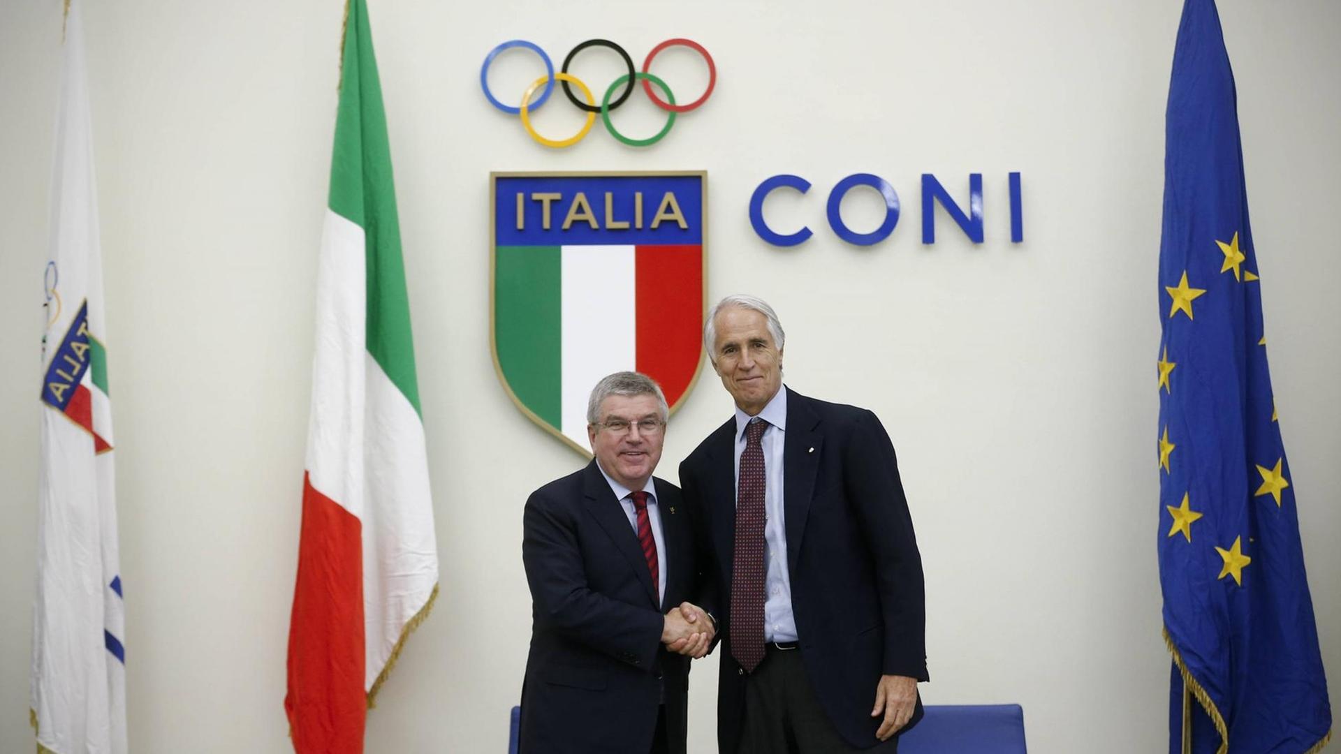 IOC-Präsident Thomas Bach und CONI-Präsident Giovanni Malagò