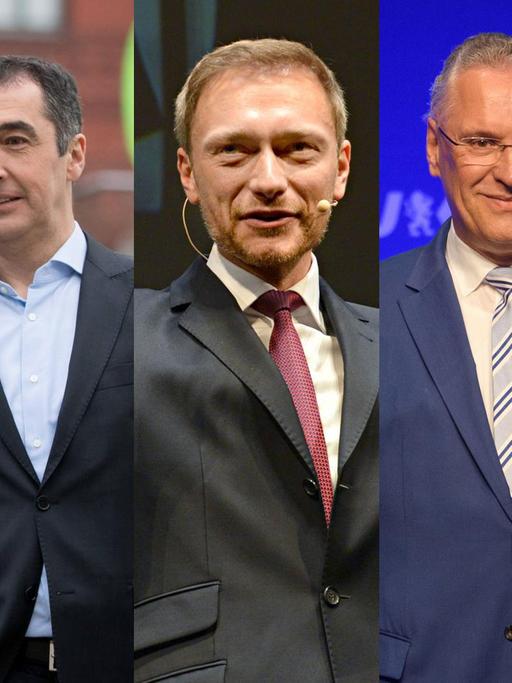Von links nach rechts: Sahra Wagenknecht (Die Linke), Cem Özdemir (Bündnis 90 / Die Grünen), Christian Lindner (FDP), Joachim Herrmann (CSU) und Alice Weidel (AfD).