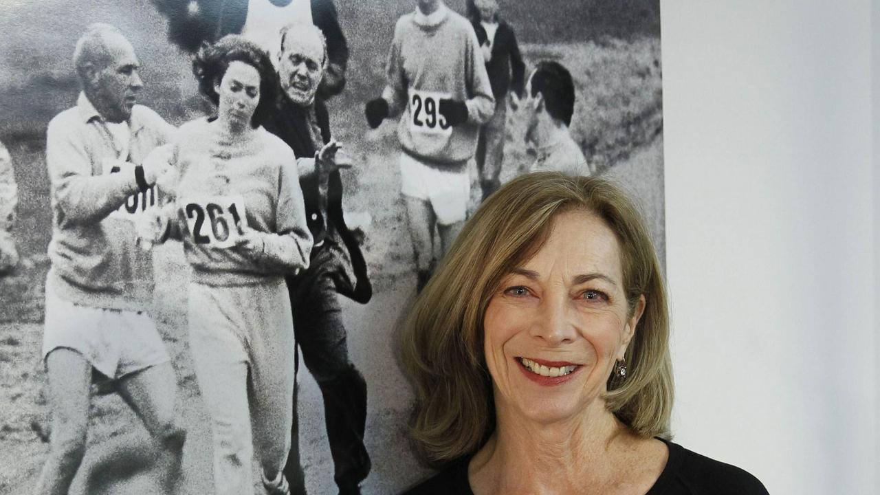 Kathrine Switzer, 1967 als erste Frau beim Boston Marathon gestartet, am 8.10.2013 in Spanien. Kathrine Switzer, 1967 als erste Frau beim Boston Marathon gestartet, am 8.10.2013 in Spanien.