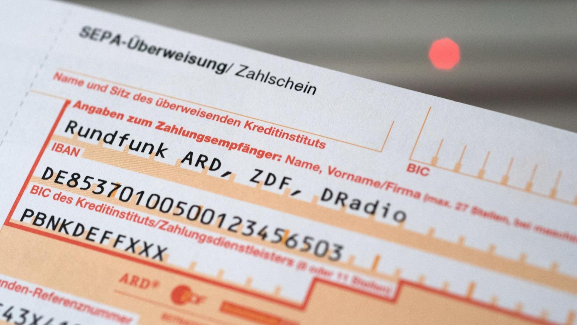 Überweisungsschein für die Rundfunkgebühr Überweisungsschein für die Rundfunkgebühr