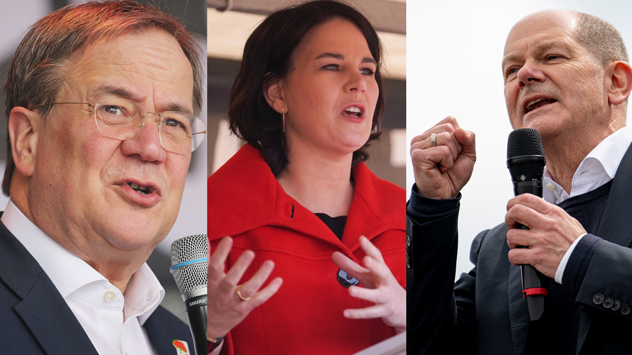 Die Kanzlerkandidaten Laschet (Union), Baerbock (Grüne) und Scholz (SPD). Die Kanzlerkandidaten Laschet (Union), Baerbock (Grüne) und Scholz (SPD).