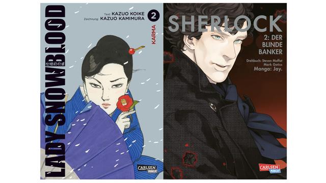 Die Cover von Lady Snowblood und Sherlock (Bild: Carlsen Verlag / Lady Snowblood - Kazuo Kamimura / Sherlock - Manga: Jay)