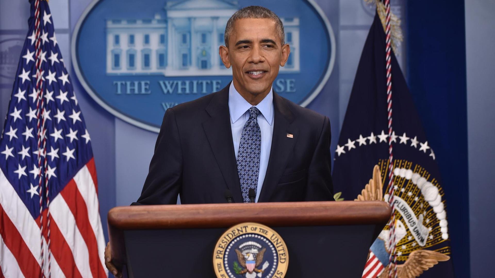US-Präsident Barack Obma während seiner letzten Pressekonferenz am (18.01.2017).