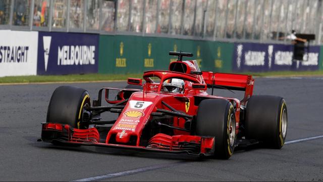 Das Bild zeigt den Ferrari von Sebastian Vettel beim Großen Preis von Australien 2018 in Melbourne.