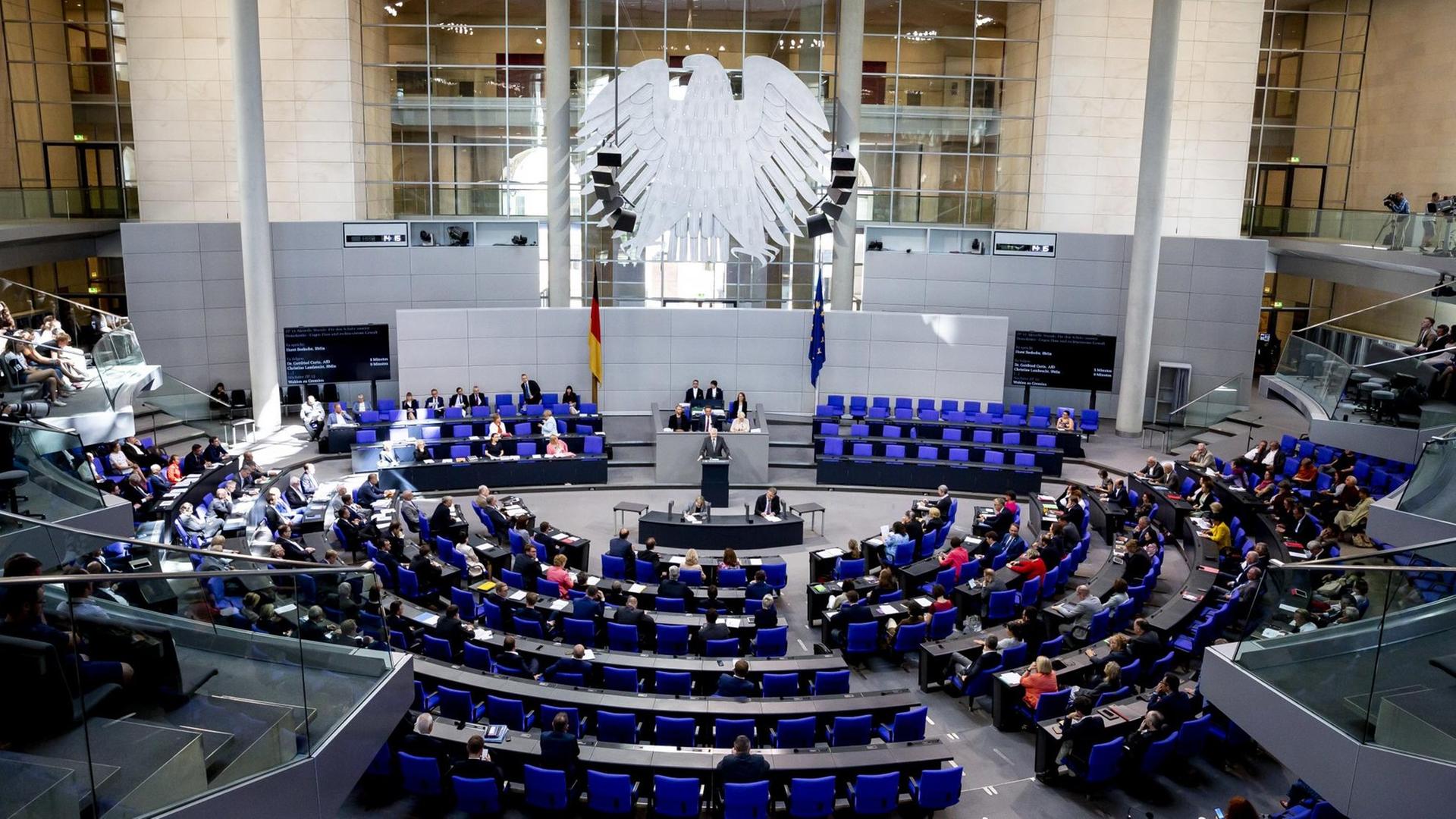 Das Foto zeigt das Plenum des Bundestages.