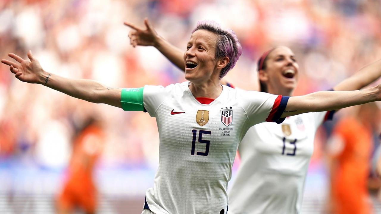Megan Rapinoe aus den USA jubelt über das Tor zum 1:0. Megan Rapinoe aus den USA jubelt über das Tor zum 1:0.