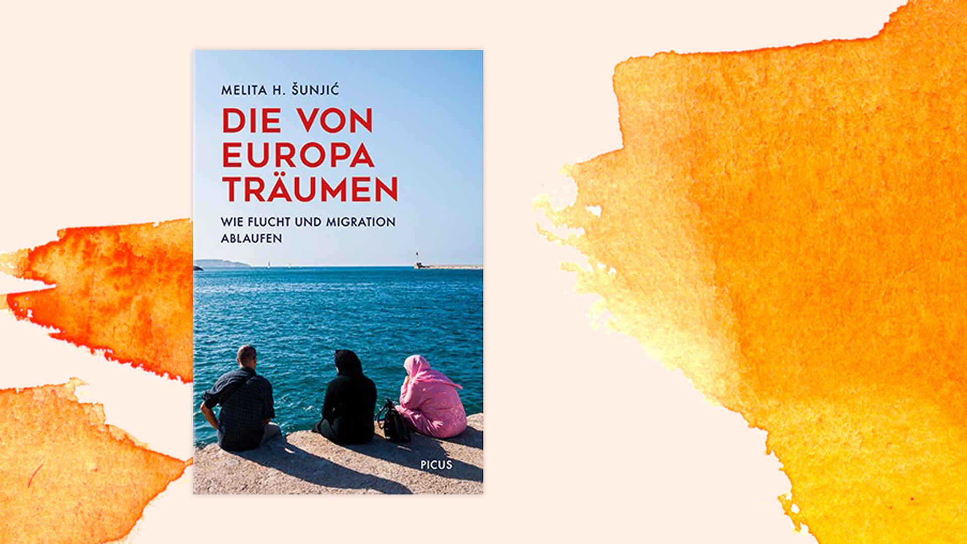 Cover von Melita Sunjic auf orangem Aquarellhintergrund. Cover von Melita Sunjic auf orangem Aquarellhintergrund.